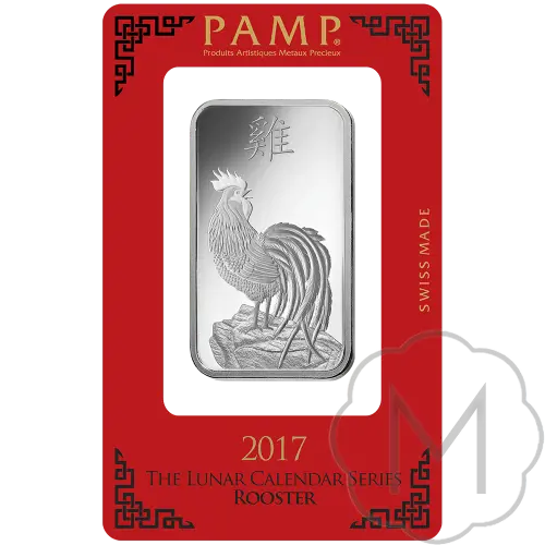 Pamp Suisse Lunar Rooster Silver 1 Troy Ounce #3