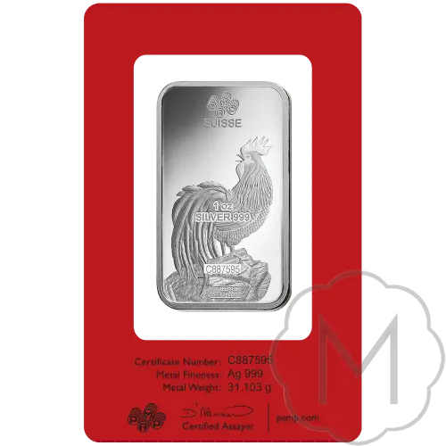 Pamp Suisse Lunar Rooster Silver 1 Troy Ounce #4
