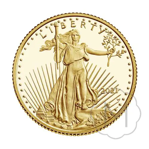 American Eagle Type 1 2021 Gold 0.1 Troy Ounce #2
