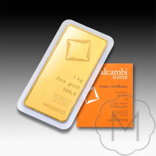 Gouden combibaar 1 oz Valcambi keerzijde