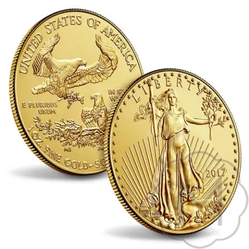 Gouden American Eagle Type 1 1/10 oz keerzijde
