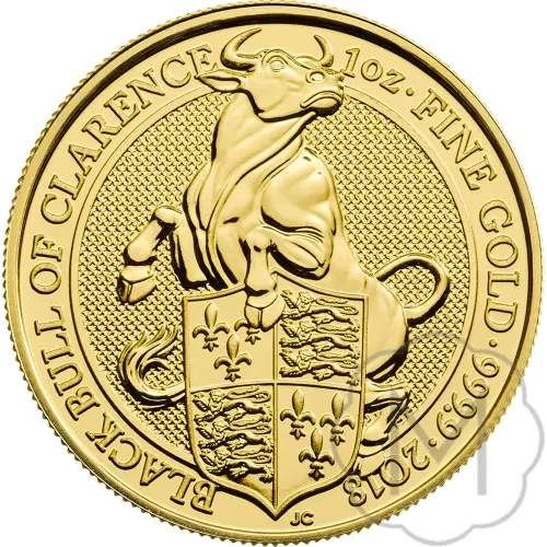 Gouden Queens Beasts Black Bull 1 oz keerzijde