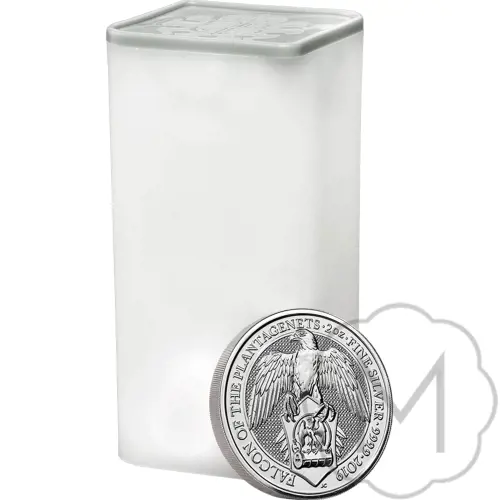 Zilveren Queens Beasts Falcon 2 oz voorzijde